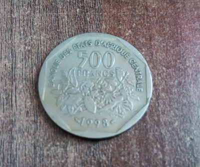 C50 - Moneda foarte veche - Africa Centrala - 500 franci - 1998 foto