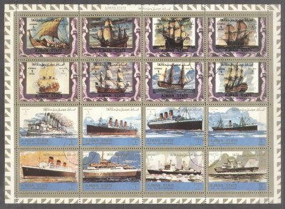 Ajman 1973 Ships, perf. sheetlet, used T.361 foto