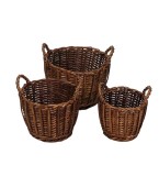 Cumpara ieftin Set 3 cosuri depozitare lemn salcie maro 19 x 17 cm, 24 x 19 cm, 30 x 21 cm