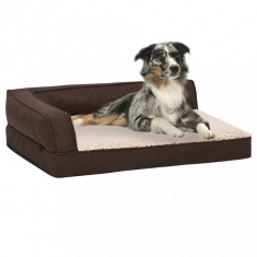 vidaXL Saltea ergonomică pat de câini maro 60x42 cm aspect in /fleece