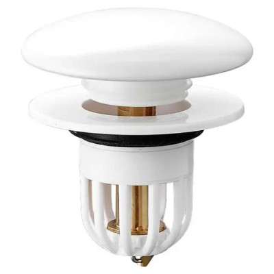 Dop pentru chiuveta, universal, inox, deschidere cu click, diametru exterior 66 mm, alb foto