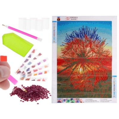Set de broderie cu diamante 5D, tip mozaic, 40 x 30 cm, model papadie, accesorii incluse foto