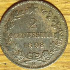Italia - moneda rara bronz - 2 centesimi 1898 R (Roma) - Umberto I - xf+ / aunc