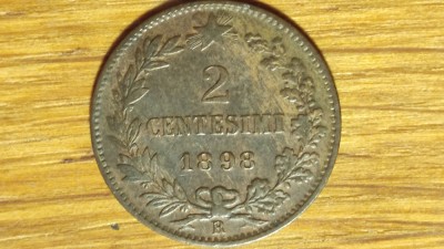 Italia - moneda rara bronz - 2 centesimi 1898 R (Roma) - Umberto I - xf+ / aunc foto