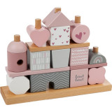 Label Label Stacking Blocks House cuburi din lemn Pink 1 buc, Label-Label