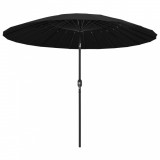 Umbrelă de soare de exterior, st&acirc;lp aluminiu, negru, 270 cm