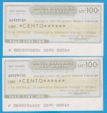 (2) 2 CEC-URI BANCARE ITALIENE- BANCA CATTOLICA DEL VENETO, 100 LIRE,CONSECUTIVE