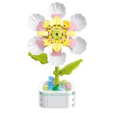 Set De Constructie Floare Gardenie Alb Cu Roz Innovium&trade;, Model Exotic In Ghiveci, 128g, Dimensiuni 22.2 &times; 17.91 &times; 5.21 CM