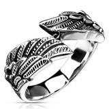 Inel din oțel 316L, forma aripii, culoare argintie - Marime inel: 62