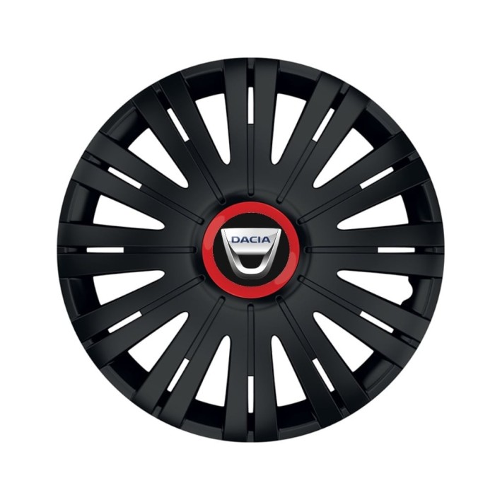 Set 4 capace roti Negre Cu Inel Rosu Active R16 pentru gama auto Dacia
