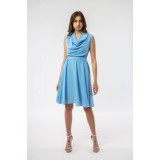 Rochie eleganta in clos, cu drapaj, Bleu Daisy