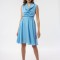 Rochie eleganta in clos, cu drapaj, Bleu Daisy