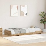 Cadru de pat cu depozitare Stejar Artizanal 80 x 200 cm Lemn compozit, vidaXL
