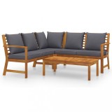 vidaXL Set mobilier de grădină cu perne, 4 piese, lemn masiv acacia