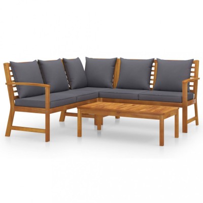 Set mobilier de gradina cu perne, 4 piese, lemn masiv de acacia foto