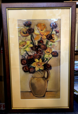 Tablou pastel &amp;quot;Vas cu narcise&amp;quot; - M. Nagels foto