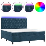 Cumpara ieftin Pat cu arcuri, saltea si LED, bleumarin, 180x200 cm, catifea
