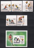Coasta de Fildes 1982 -C. M. de Fotbal, Serie NDT + Colita DE LUX NDT + 5 Colite DE LUX NDT, Supratipar cu c&acirc;știgătorii din 1966-1982, SET COMPLET,MNH