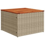 Masa de gradina, bej, 55x55x37 cm, poliratan si lemn de acacia
