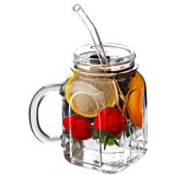 Set GinzaMaison 2 Pahare tip borcan, din sticla, cu maner