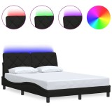 Cumpara ieftin Cadru de pat cu LED fara saltea Negru 140x200 cm Material