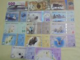 BANCNOTE FANTASY NOTE - ARTIC TERRITORIES - 2017 - 2012 - 500,250,100,50,25,15, 10,9, 8, 6, 5, 3, 2, 1, POLAR DOLLARS - FAUNA ARCTICA -