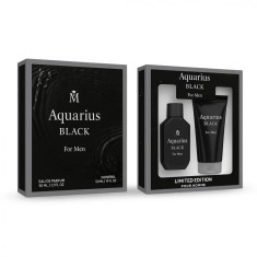 Set cadou barbati Aquarius Black 2 x 50ml apa de parfum si gel de dus miros fresh lemnos Magrot 25051