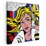 Tablou canvas pop art M-Maybe de Roy Lichtenstein, galben 1338 Tablou canvas pe panza CU RAMA 80x80 cm