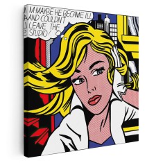 Tablou canvas pop art M-Maybe de Roy Lichtenstein, galben 1338 Tablou canvas pe panza CU RAMA 40x40 cm