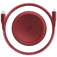 Cablu Date si Incarcare USB la USB Type-C UNIQ Halo, 3A, Cu Organizator, 1.2 m, Rosu