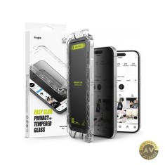Folie de protectie Ecran Privacy Ringke Easy Slide pentru Apple iPhone 16 Pro Sticla Securizata Full Glue Set 2 bucati