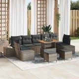 vidaXL Set de canapele pentru grădină cu pernă 10 pcs Gri Rattan poli