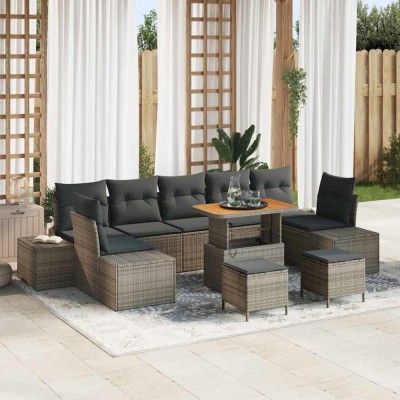 vidaXL Set de canapele pentru grădină 10 pcs Gri deschis și gri &amp;icirc;nchis 3364723 foto