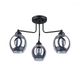 Candelabru Filan Negru Oțel 3 Becuri Oval Modern De Interior