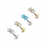 Piercing pentru bărbie, buză sau ureche - stele din zircon clar, 8 mm - Culoare zirconiu piercing: Argintiu &ndash; transparent