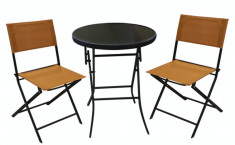 Set Mobilier Gradina, Terasa, Masa Rotunda Cu 2 Scaune Pliante, Orange, Bistro, 0195201, Hascevher foto