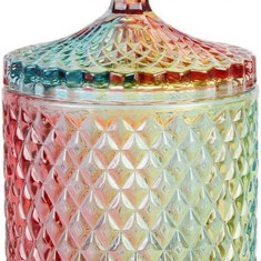 VERHOME Vas decorativ pentru casă colorat Qtips Holder Dispenser sticlă de depoz