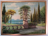 Cumpara ieftin Peisaj mediteranean &ndash; pictură veche &icirc;n ulei semnată apocrif Kimon Loghi