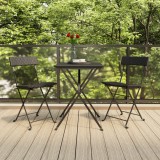 Set mobilier bistro pliabil, 3 piese, negru, poliratan GartenMobel Dekor, vidaXL