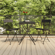 Set mobilier bistro pliabil, 3 piese, negru, poliratan GartenMobel Dekor