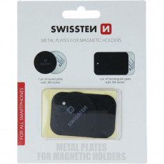 Placa Metalica Swissten pentru suport auto magnetic, 2 Bucati, Negru