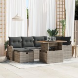 Gossi set canapele gradina cu pernute gri din ratan poliester, 7 piese