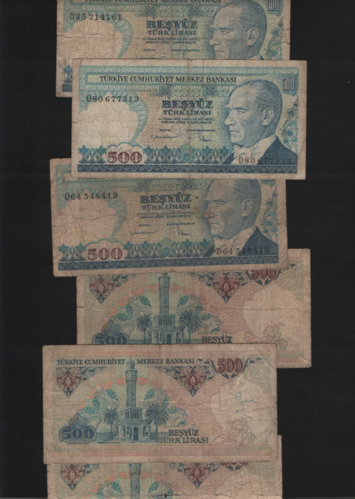 Turcia 500 lire 1970 VG-F pret pe bucata