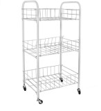 Etajera cu 3 rafturi metalice, multifunctionala cu roti, AMA