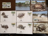 Seychelles - testoasa - serie 4 timbre MNH, 4 FDC, 4 maxime, fauna wwf