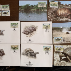 Seychelles - testoasa - serie 4 timbre MNH, 4 FDC, 4 maxime, fauna wwf