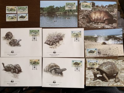 Seychelles - testoasa - serie 4 timbre MNH, 4 FDC, 4 maxime, fauna wwf foto
