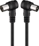 Cablu coaxial tata-mama 1.5m negru conectorI cotitI Goobay