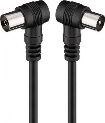 Cablu coaxial tata-mama 1.5m negru conectorI cotitI Goobay foto