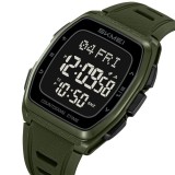 Ceas Digital Barbati SKMEI 2441 Verde-Army , Functii Multiple, Design Sport, Afisaj LED, Alarma, Rezistent la Apa 5ATM